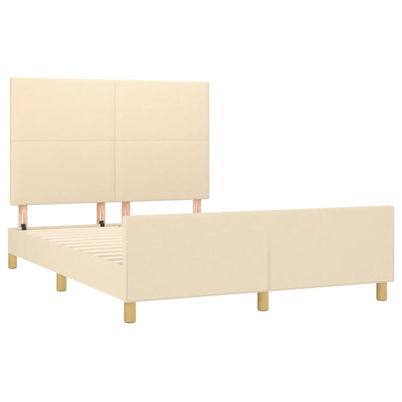 vidaXL krémszínű szövet ágykeret matrac nélkül 140 x 190 cm