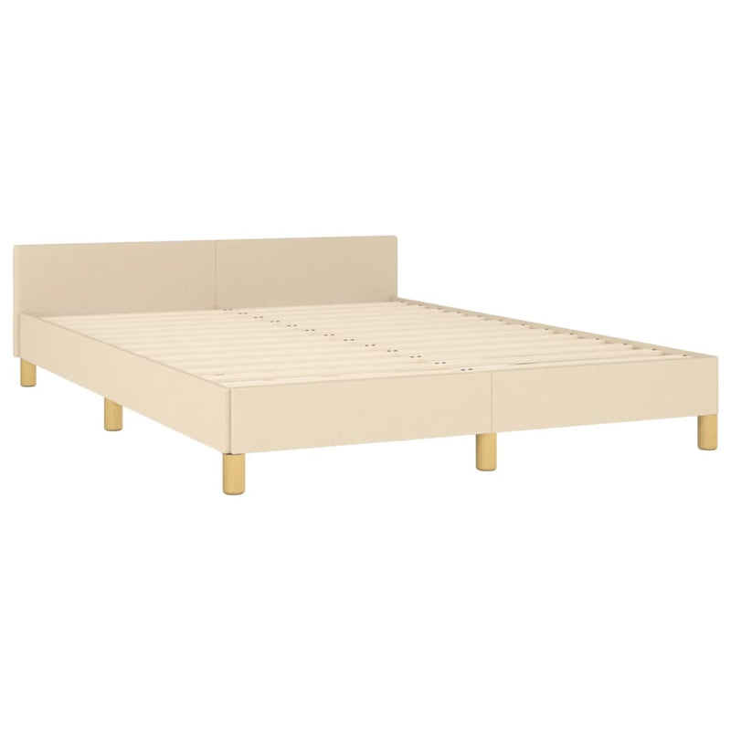vidaXL krémszínű szövet ágykeret matrac nélkül 140 x 190 cm