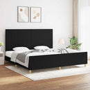 vidaXL fekete szövet ágykeret matrac nélkül 200 x 200 cm