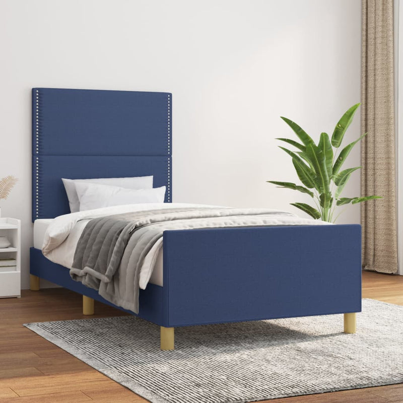vidaXL ágykeret matrac nélkül kék 90x190 cm szövet