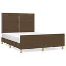 vidaXL sötétbarna szövet ágykeret matrac nélkül 140 x 190 cm