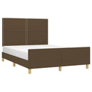 vidaXL sötétbarna szövet ágykeret matrac nélkül 140 x 190 cm