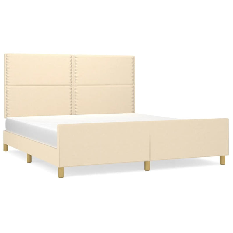 vidaXL krémszínű szövet ágykeret matrac nélkül 180 x 200 cm