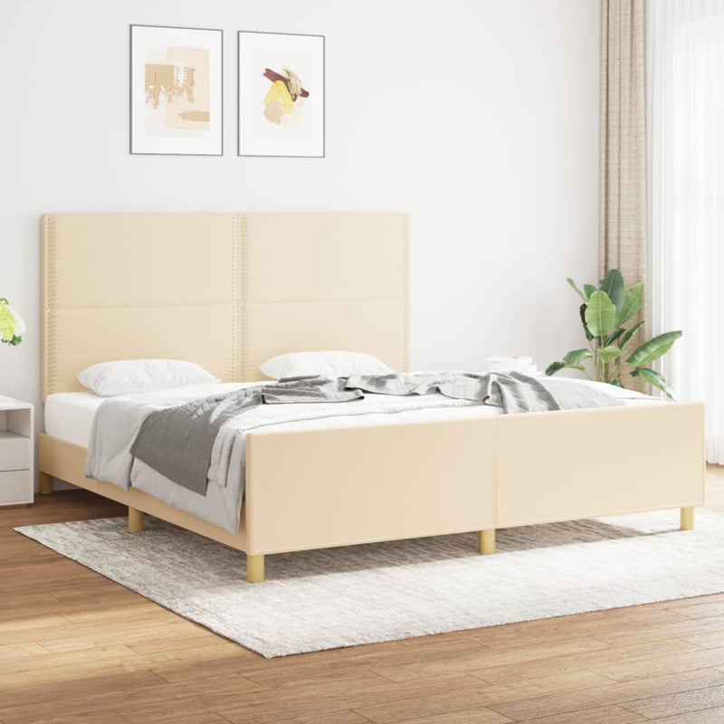 vidaXL krémszínű szövet ágykeret matrac nélkül 180 x 200 cm