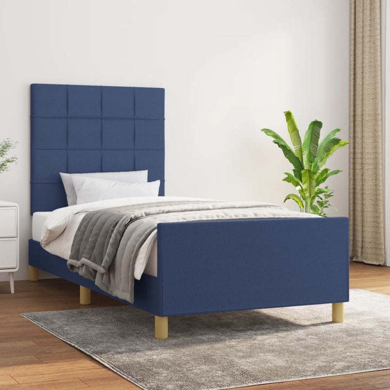 vidaXL ágykeret matrac nélkül kék 90x190 cm szövet