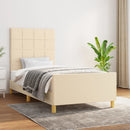 vidaXL krémszínű szövet ágykeret matrac nélkül 100x200 cm