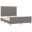 vidaXL sötétszürke szövet ágykeret matrac nélkül 140 x 190 cm