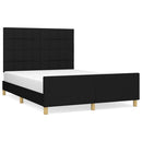 vidaXL fekete szövet ágykeret matrac nélkül 140 x 190 cm