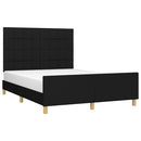 vidaXL fekete szövet ágykeret matrac nélkül 140 x 190 cm