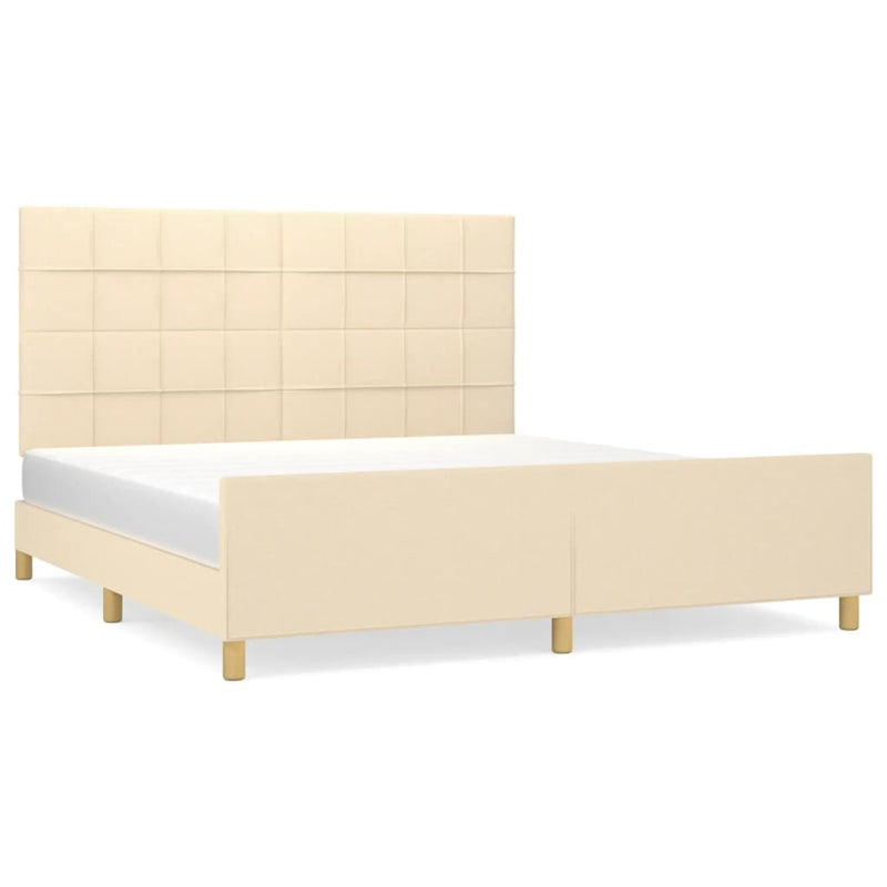 vidaXL krémszínű szövet ágykeret matrac nélkül 160 x 200 cm
