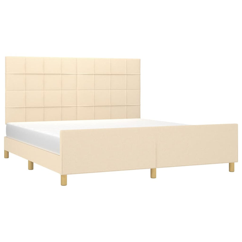 vidaXL krémszínű szövet ágykeret matrac nélkül 160 x 200 cm