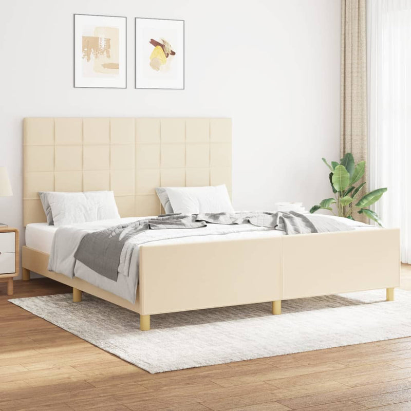 vidaXL krémszínű szövet ágykeret matrac nélkül 160 x 200 cm