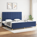 vidaXL kék szövet ágykeret matrac nélkül 200 x 200 cm