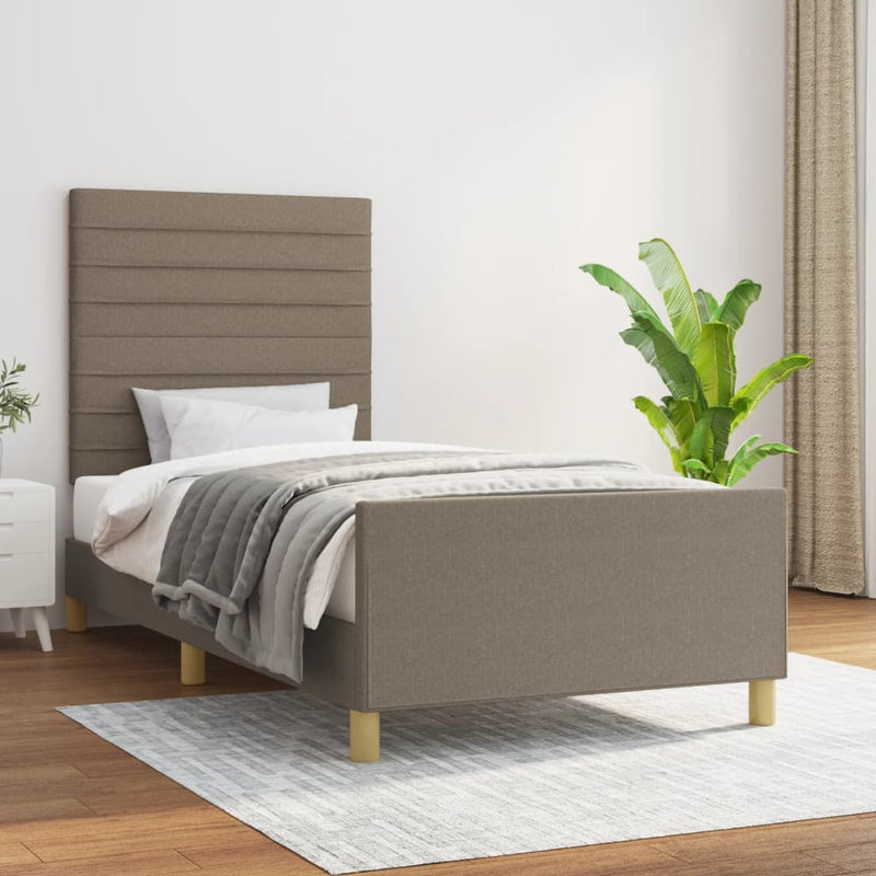 vidaXL tópszínű szövet ágykeret matrac nélkül 90x200 cm