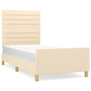 vidaXL krémszínű szövet ágykeret matrac nélkül 90x200 cm