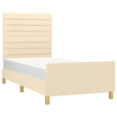 vidaXL krémszínű szövet ágykeret matrac nélkül 90x200 cm