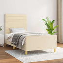 vidaXL krémszínű szövet ágykeret matrac nélkül 90x200 cm