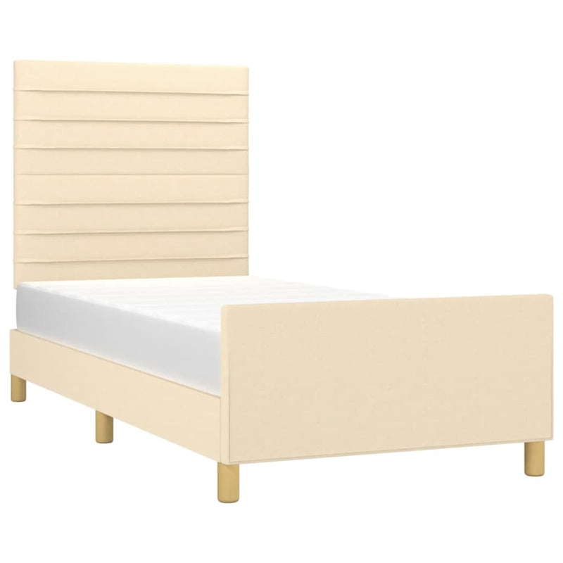 vidaXL krémszínű szövet ágykeret matrac nélkül 100x200 cm