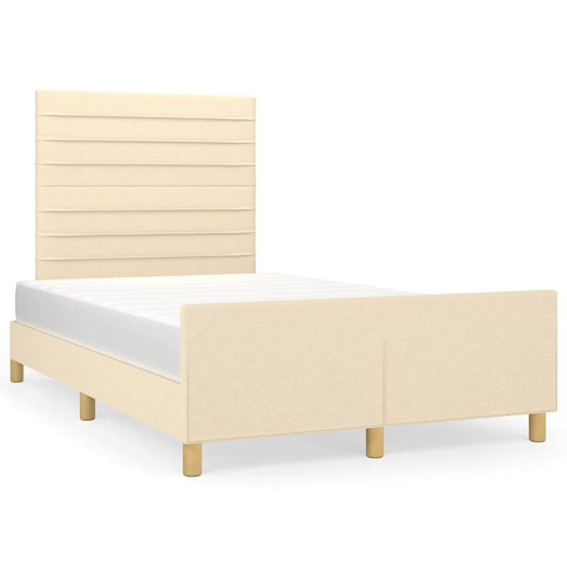 vidaXL krémszínű szövet ágykeret matrac nélkül 120x200 cm