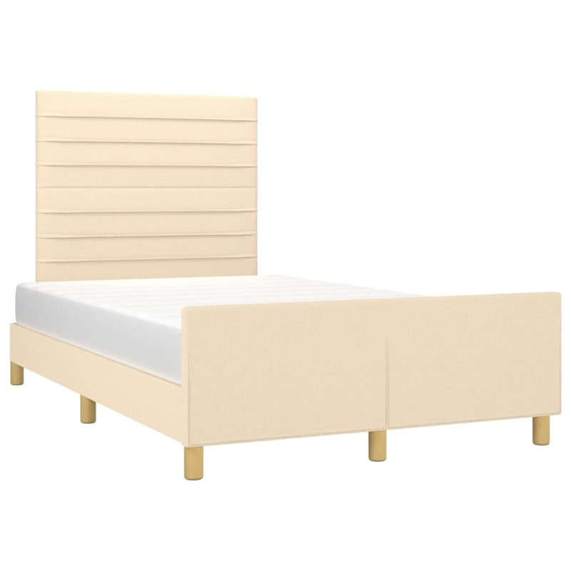 vidaXL krémszínű szövet ágykeret matrac nélkül 120x200 cm