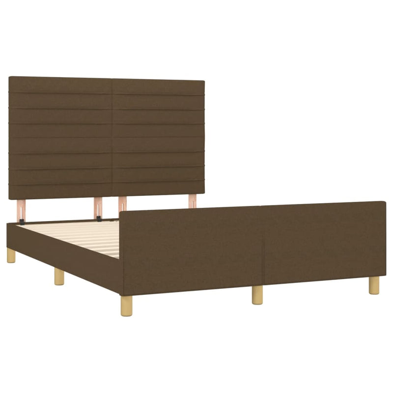 vidaXL sötétbarna szövet ágykeret matrac nélkül 140 x 190 cm