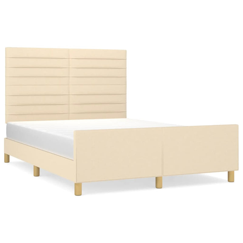 vidaXL krémszínű szövet ágykeret matrac nélkül 140 x 190 cm