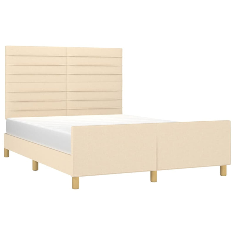 vidaXL krémszínű szövet ágykeret matrac nélkül 140 x 190 cm