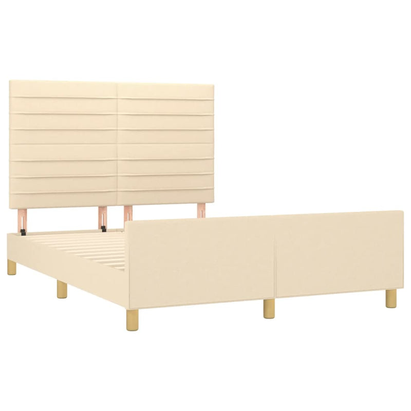 vidaXL krémszínű szövet ágykeret matrac nélkül 140 x 200 cm