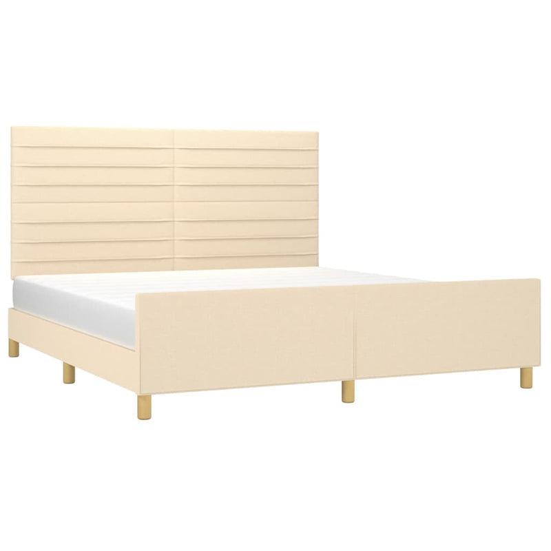 vidaXL krémszínű szövet ágykeret matrac nélkül 160 x 200 cm