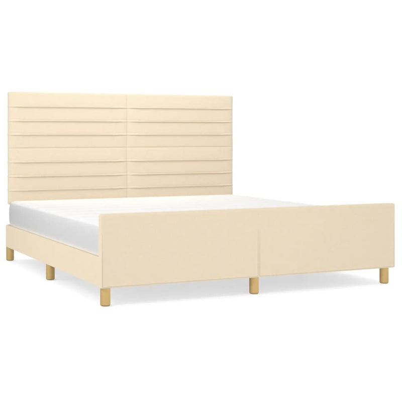 vidaXL krémszínű szövet ágykeret matrac nélkül 180 x 200 cm