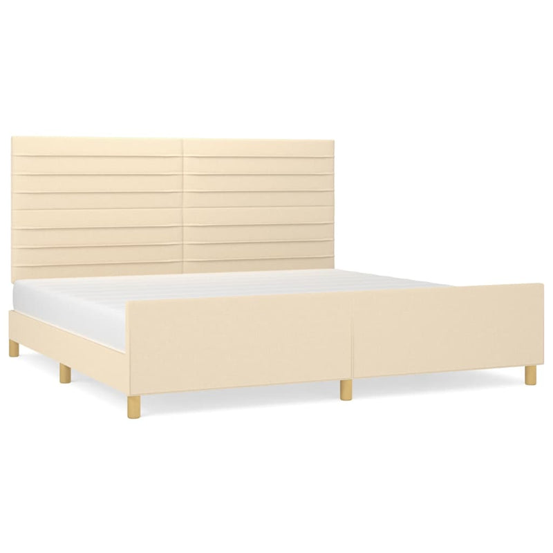 vidaXL krémszínű szövet ágykeret matrac nélkül 200 x 200 cm