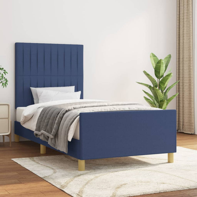vidaXL ágykeret matrac nélkül kék 90x190 cm szövet