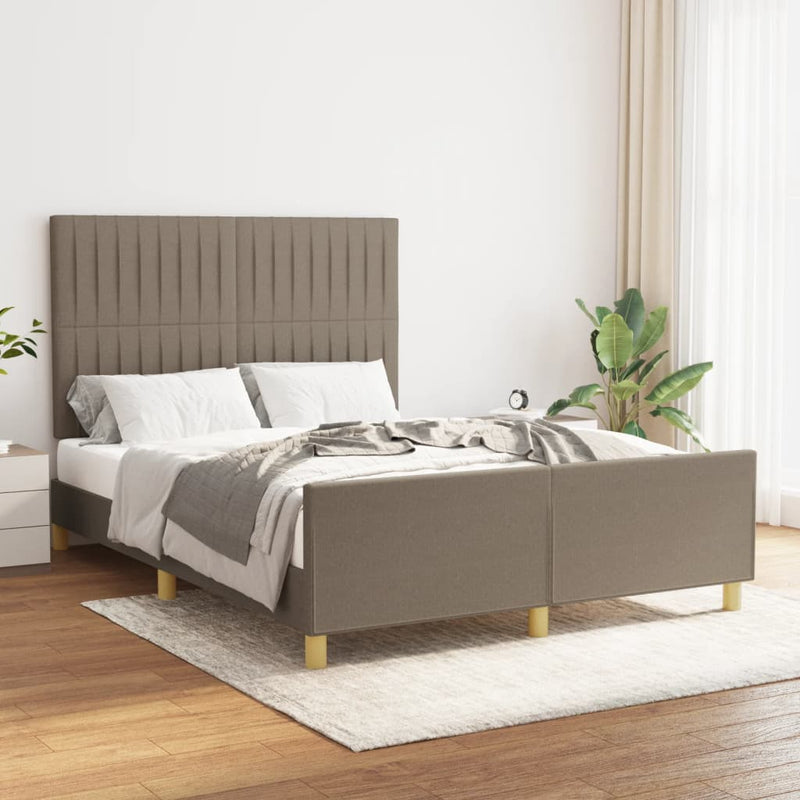 vidaXL tópszínű szövet ágykeret matrac nélkül 140 x 190 cm