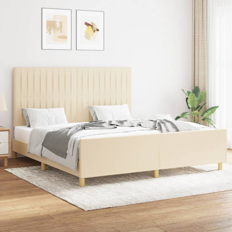 vidaXL krémszínű szövet ágykeret matrac nélkül 160 x 200 cm