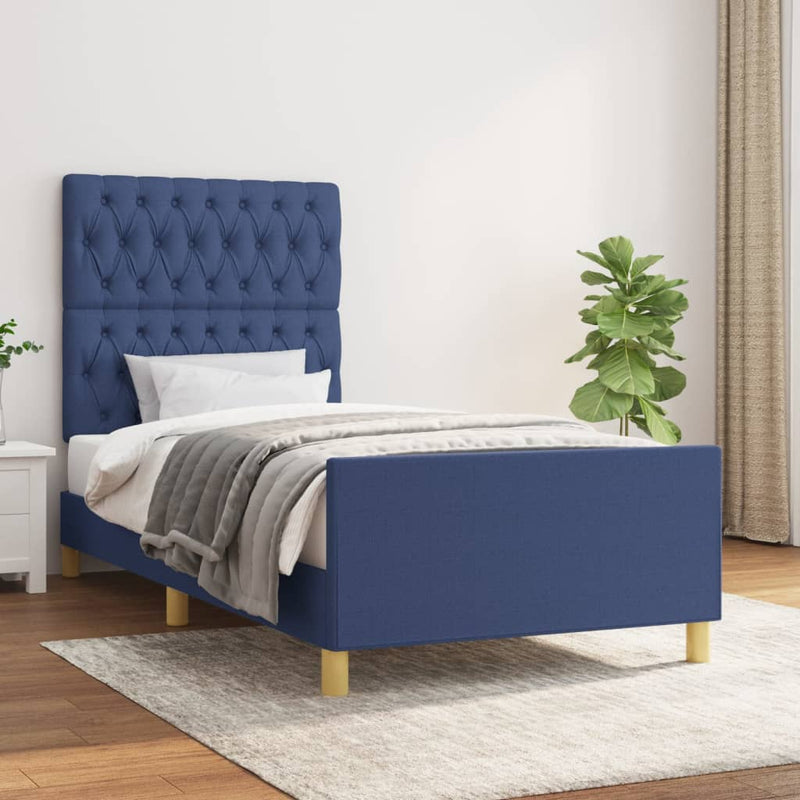 vidaXL ágykeret matrac nélkül kék 90x190 cm szövet