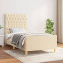 vidaXL krémszínű szövet ágykeret matrac nélkül 100x200 cm
