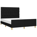 vidaXL fekete szövet ágykeret matrac nélkül 140 x 190 cm