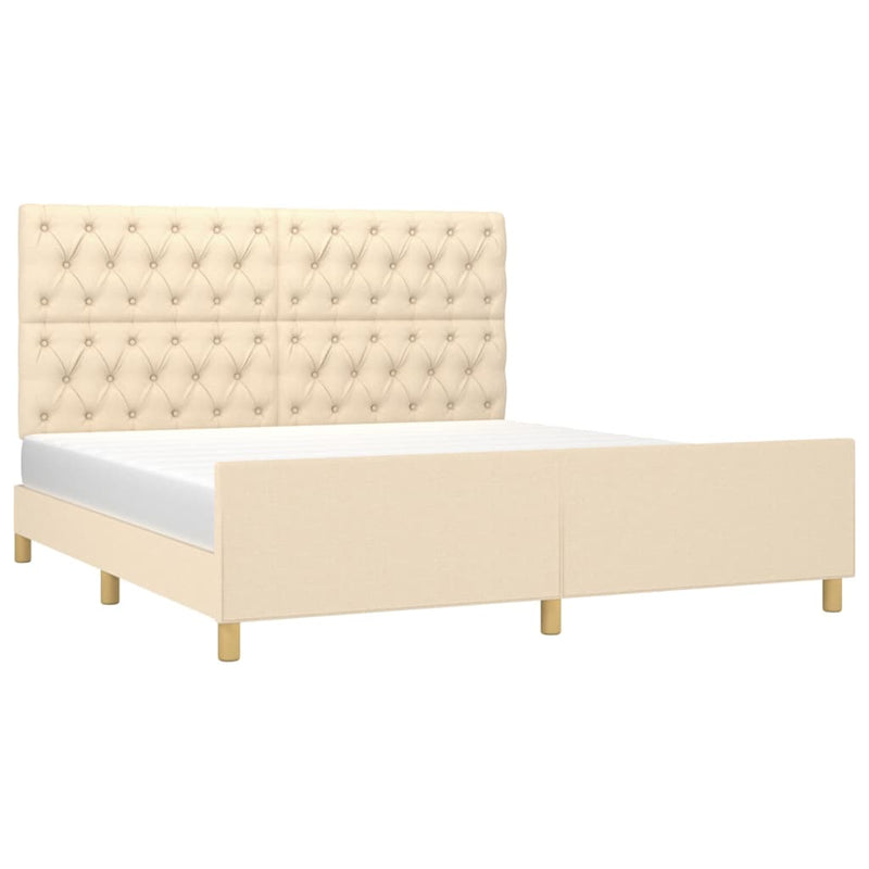 vidaXL krémszínű szövet ágykeret matrac nélkül 160 x 200 cm