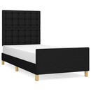 vidaXL fekete szövet ágykeret fejtámlával 90 x 200 cm