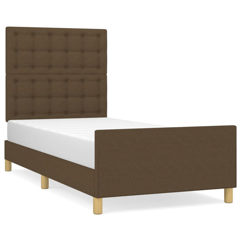 vidaXL sötétbarna szövet ágykeret matrac nélkül 90x200 cm