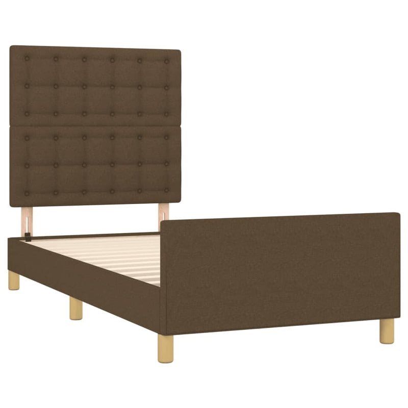 vidaXL sötétbarna szövet ágykeret matrac nélkül 90x200 cm