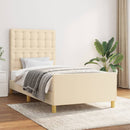 vidaXL krémszínű szövet ágykeret matrac nélkül 100x200 cm