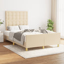 vidaXL krémszínű szövet ágykeret matrac nélkül 120x200 cm