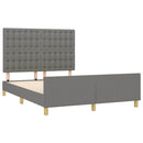 vidaXL sötétszürke szövet ágykeret matrac nélkül 140 x 190 cm