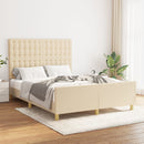 vidaXL krémszínű szövet ágykeret matrac nélkül 140 x 190 cm