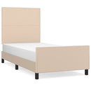 vidaXL cappuccino színű műbőr ágykeret fejtámlával 90 x 200 cm