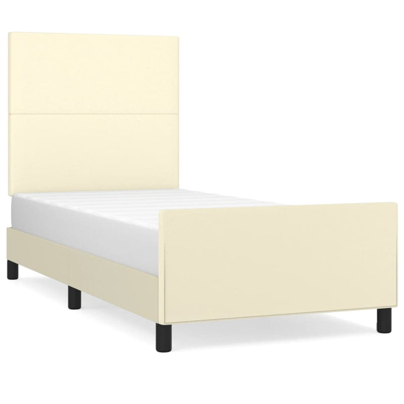 vidaXL krémszínű műbőr ágykeret fejtámlával 100 x 200 cm
