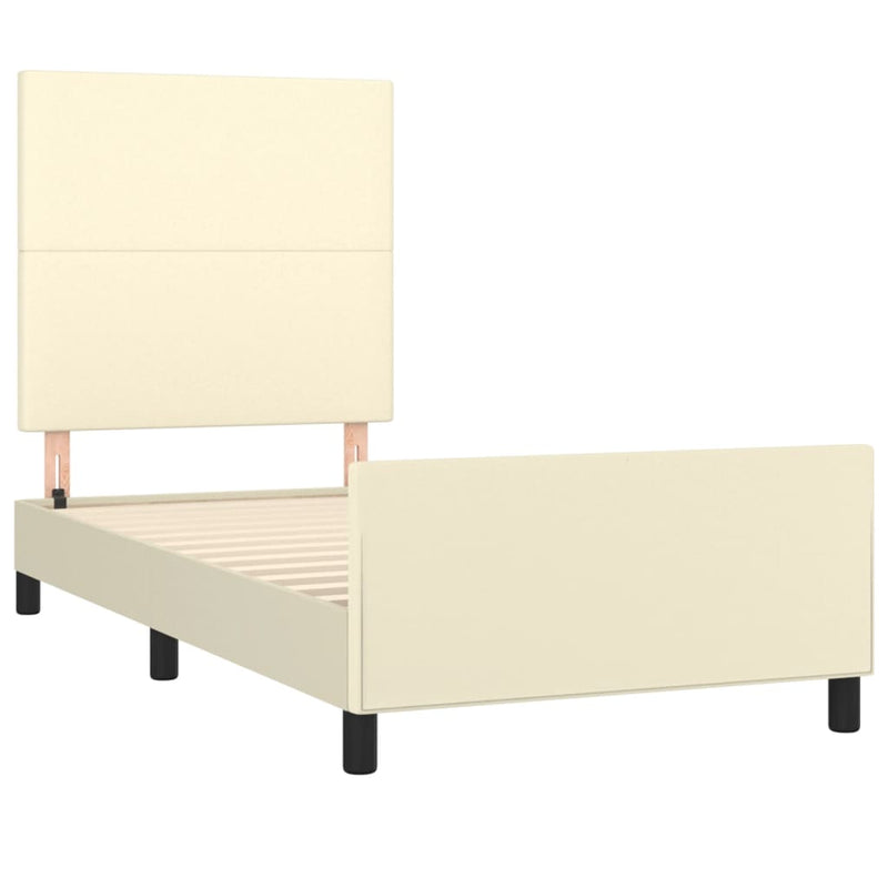 vidaXL krémszínű műbőr ágykeret fejtámlával 100 x 200 cm