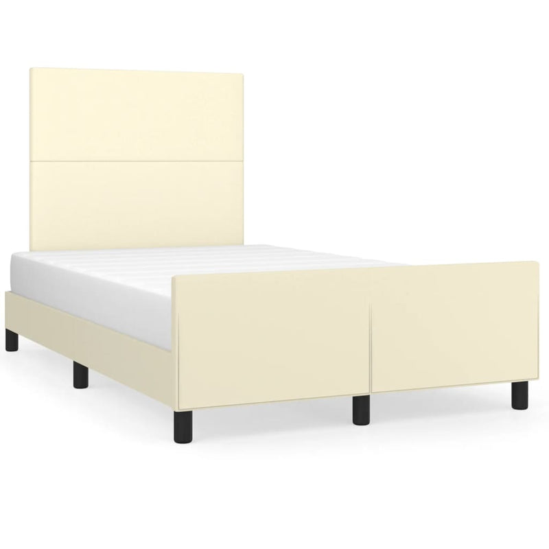 vidaXL krémszínű műbőr ágykeret fejtámlával 120 x 200 cm