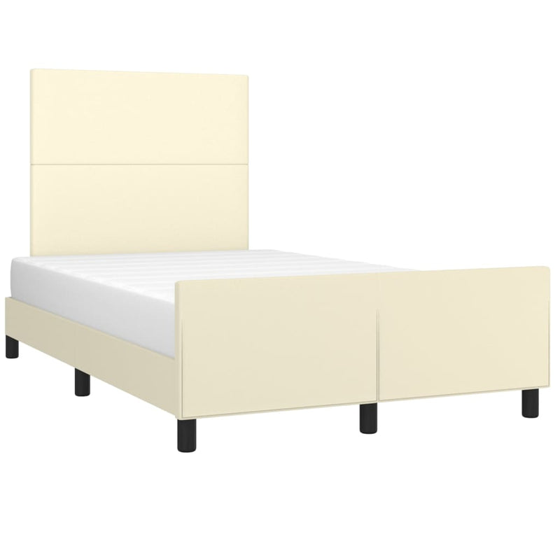 vidaXL krémszínű műbőr ágykeret fejtámlával 120 x 200 cm